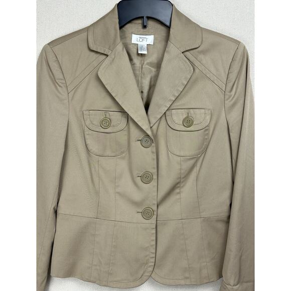 ANN TAYLOR LOFT Tan Blazer Sz 2 XS Career Office Classic Professional Preppy - Picture 12 of 16